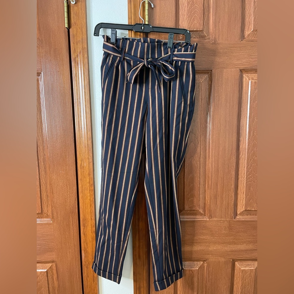 Striped Zara paperbag trousers
